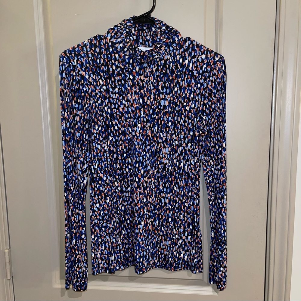BOSS by Hugo Boss long sleeve Emerie turtleneck - blue/black multi